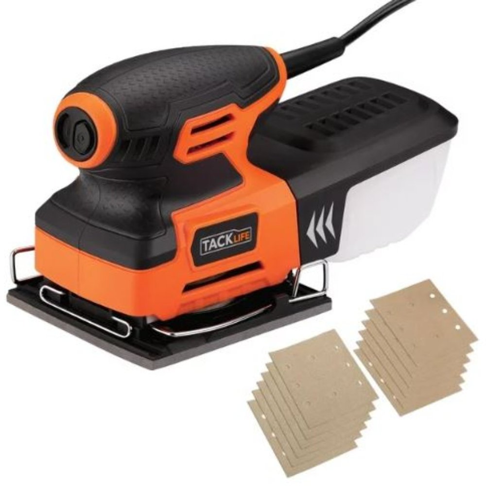 TackLife Electric 1/4 Sheet Sander 15,000RPM w/Dust Collection Bag Included-NEW